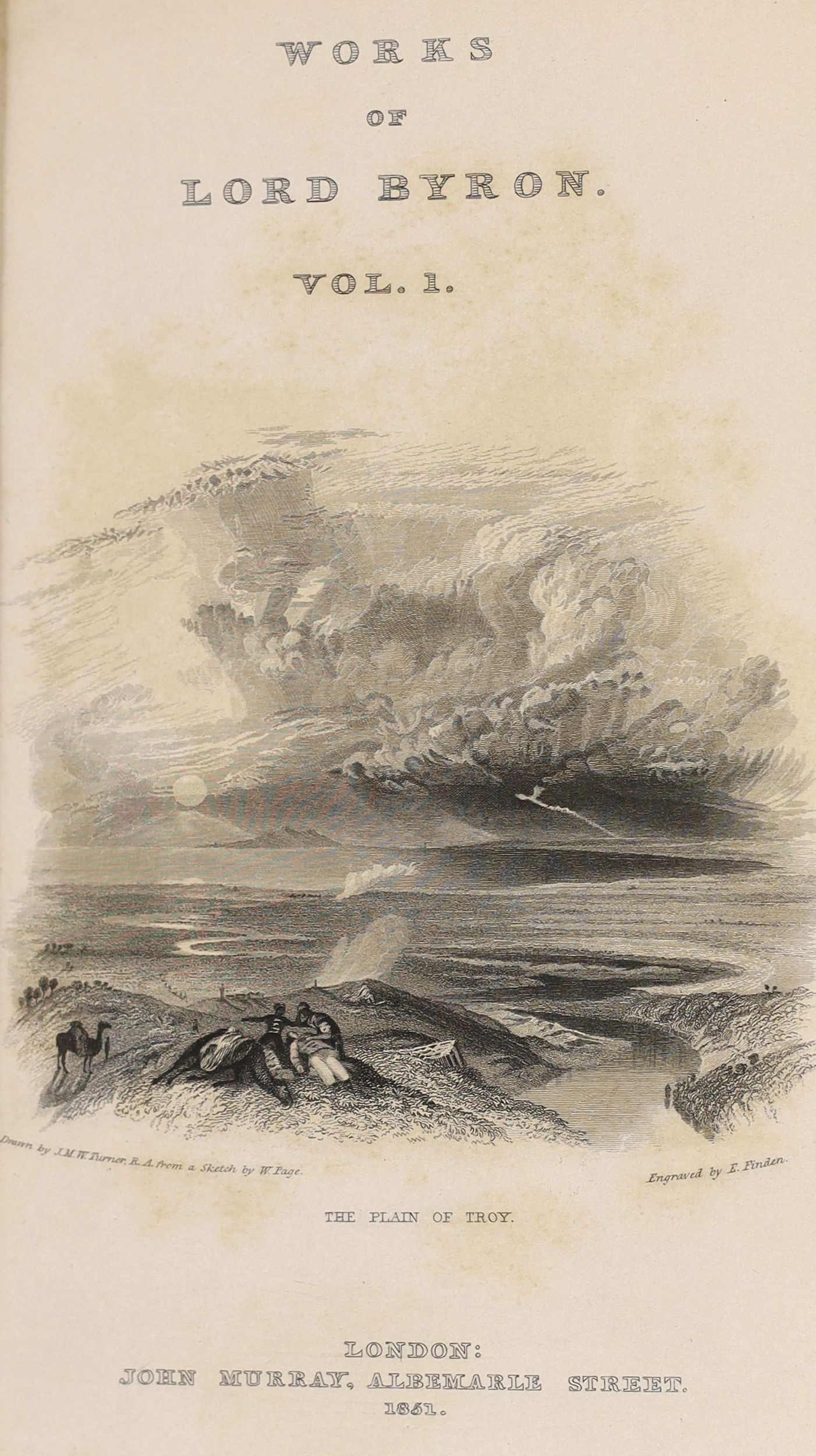 Byron, George Gordon Noel, Lord - The Poetical Works, 10 vols, 8vo, green grained morocco gilt by Riviere, with engraved frontises and additional pictorial title pages, John Murray, London, 1854